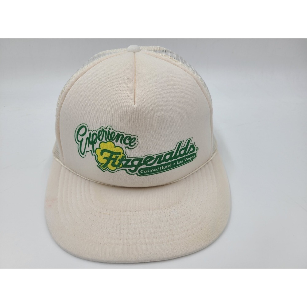 Vintage Fitzgeralds Las Vegas Casino & Hotel Mesh Trucker Snapback Hat Cap White
